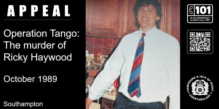 Southampton Police reopen 1989 Southampton murder case and appeal for information